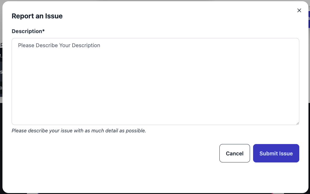 Thumbs down issue report
